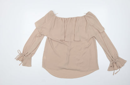 Womens UK Size 14 River Island Beige Basic Blouse