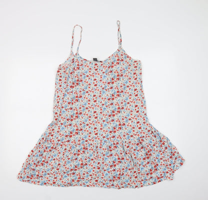 Primark Womens Multicoloured Floral Viscose Slip Dress  Size 14  Round Neck