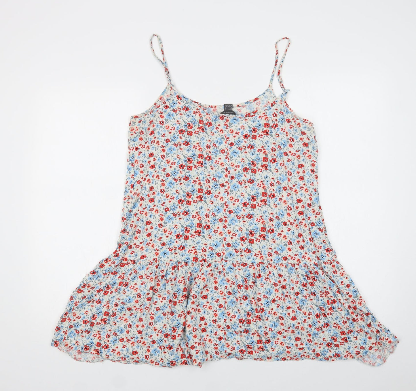 Primark Womens Multicoloured Floral Viscose Slip Dress  Size 14  Round Neck