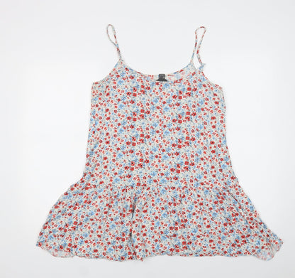 Primark Womens Multicoloured Floral Viscose Slip Dress  Size 14  Round Neck