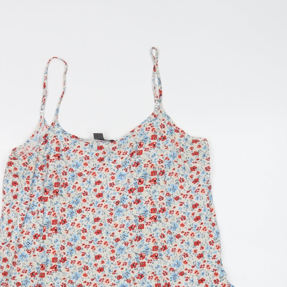 Primark Womens Multicoloured Floral Viscose Slip Dress  Size 14  Round Neck