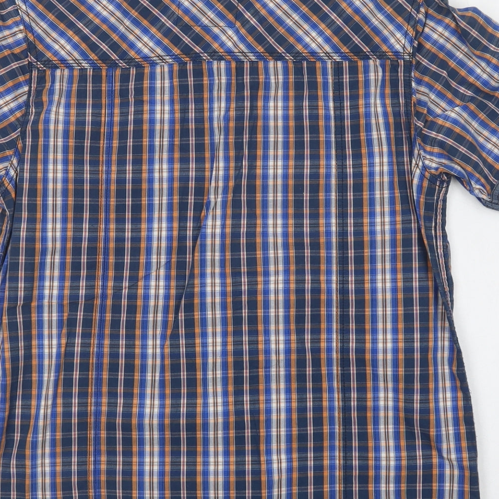 Tokyo Laundry Mens Blue Check Cotton  Button-Up Size M Collared Button
