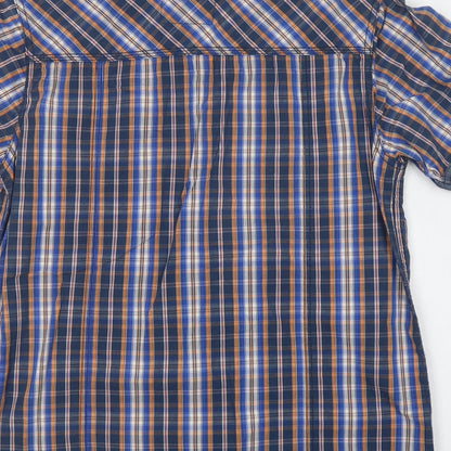 Tokyo Laundry Mens Blue Check Cotton  Button-Up Size M Collared Button