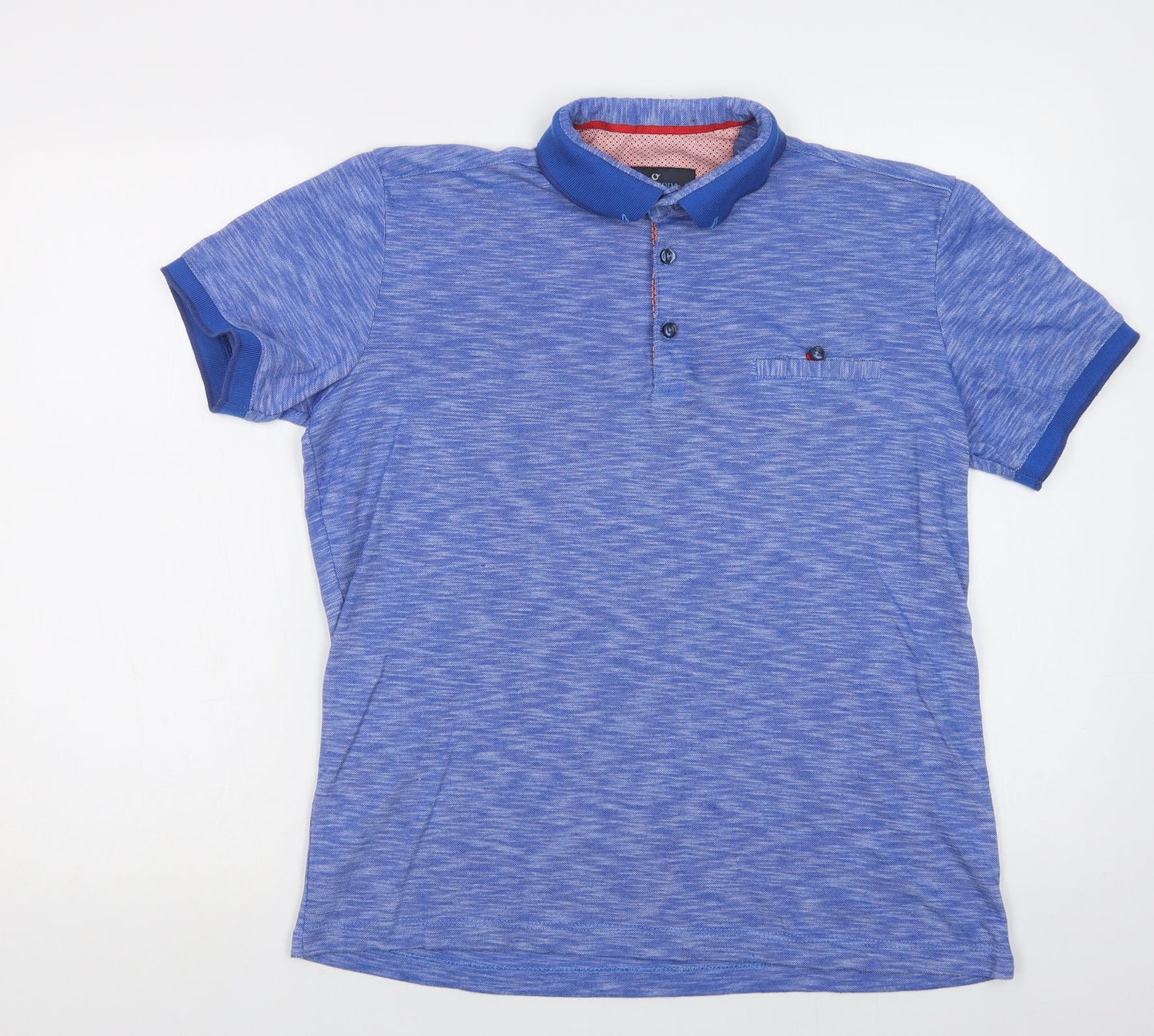 Ottomoda Mens Blue  Cotton  Polo Size M Collared Button