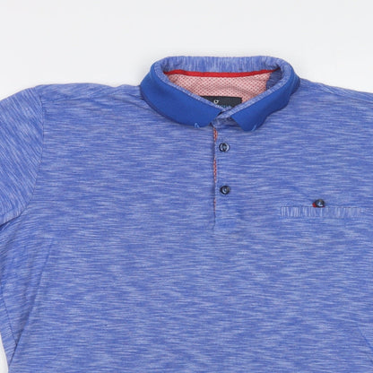 Ottomoda Mens Blue  Cotton  Polo Size M Collared Button