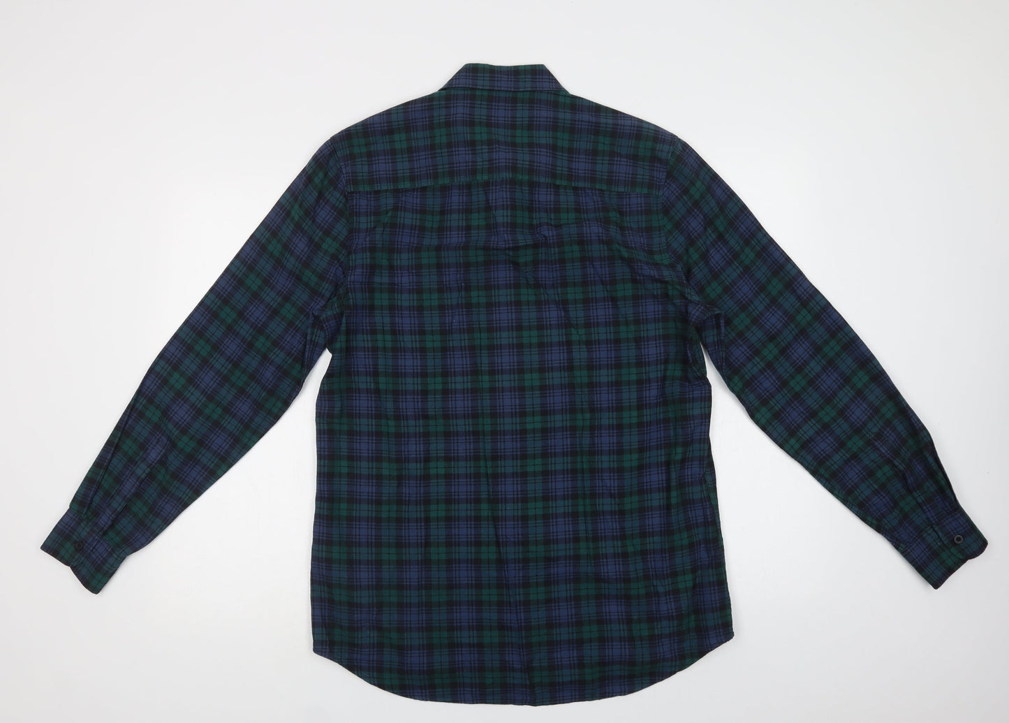Topman Mens Blue Check Cotton  Button-Up Size M Collared Button