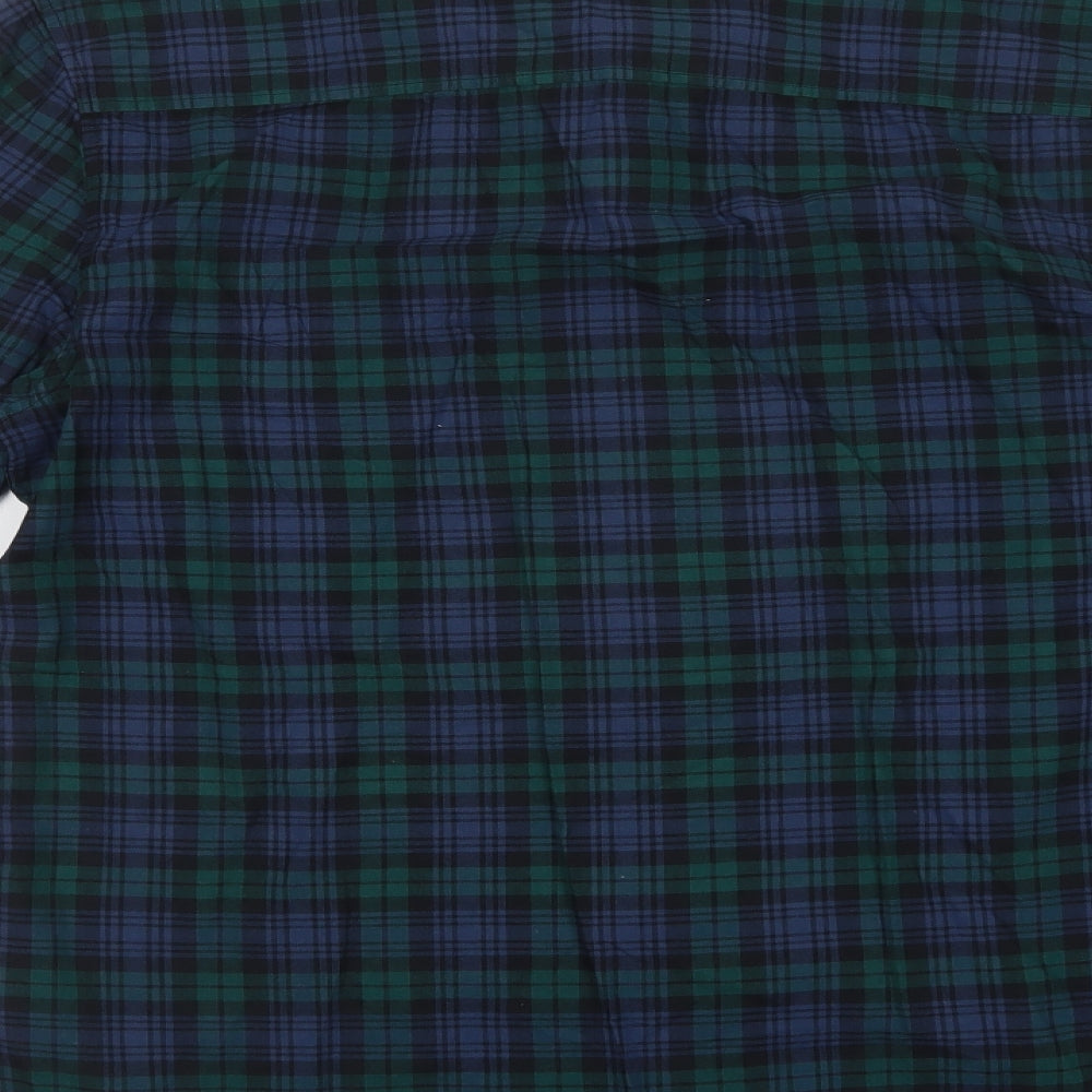 Topman Mens Blue Check Cotton  Button-Up Size M Collared Button