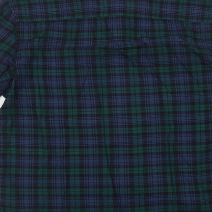 Topman Mens Blue Check Cotton  Button-Up Size M Collared Button