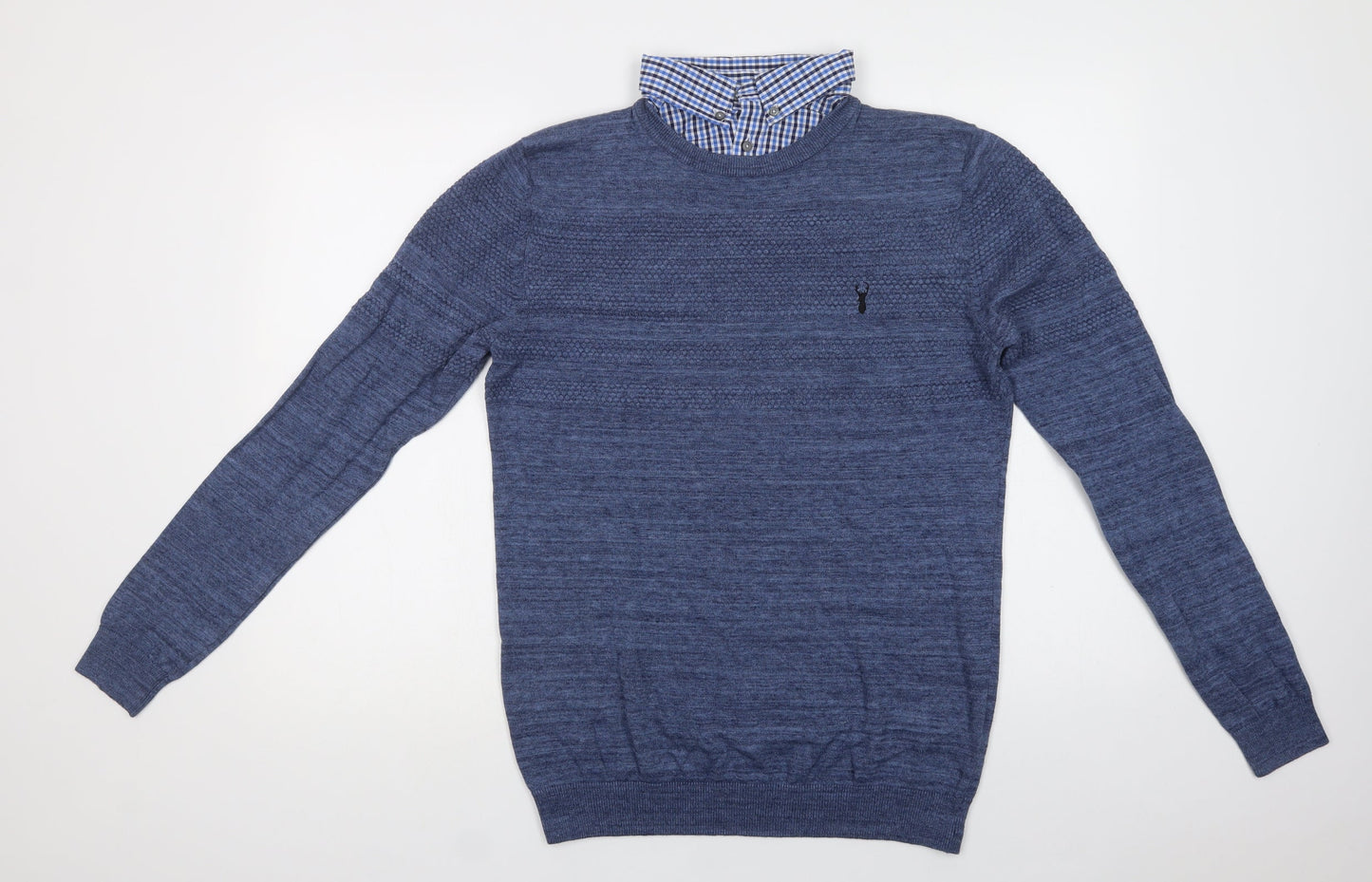 NEXT Mens Blue Collared  Cotton Pullover Jumper Size M