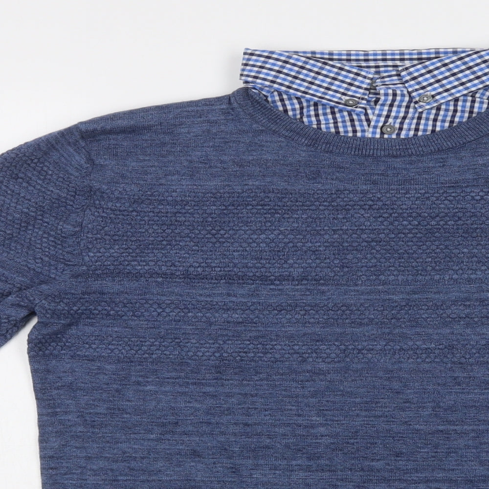 NEXT Mens Blue Collared  Cotton Pullover Jumper Size M