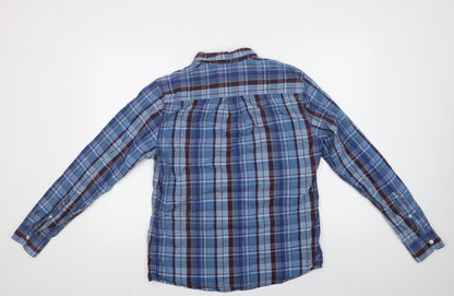 ASOS Mens Blue Check Cotton  Button-Up Size M Collared Button