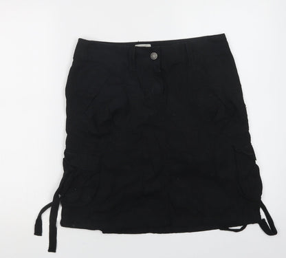 H&M Womens Black  Cotton Cargo Skirt Size 8   Button