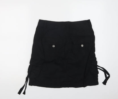 H&M Womens Black  Cotton Cargo Skirt Size 8   Button