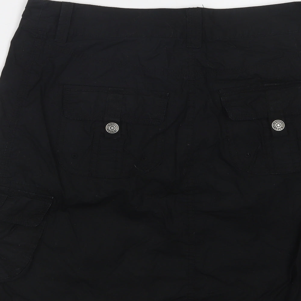 H&M Womens Black  Cotton Cargo Skirt Size 8   Button