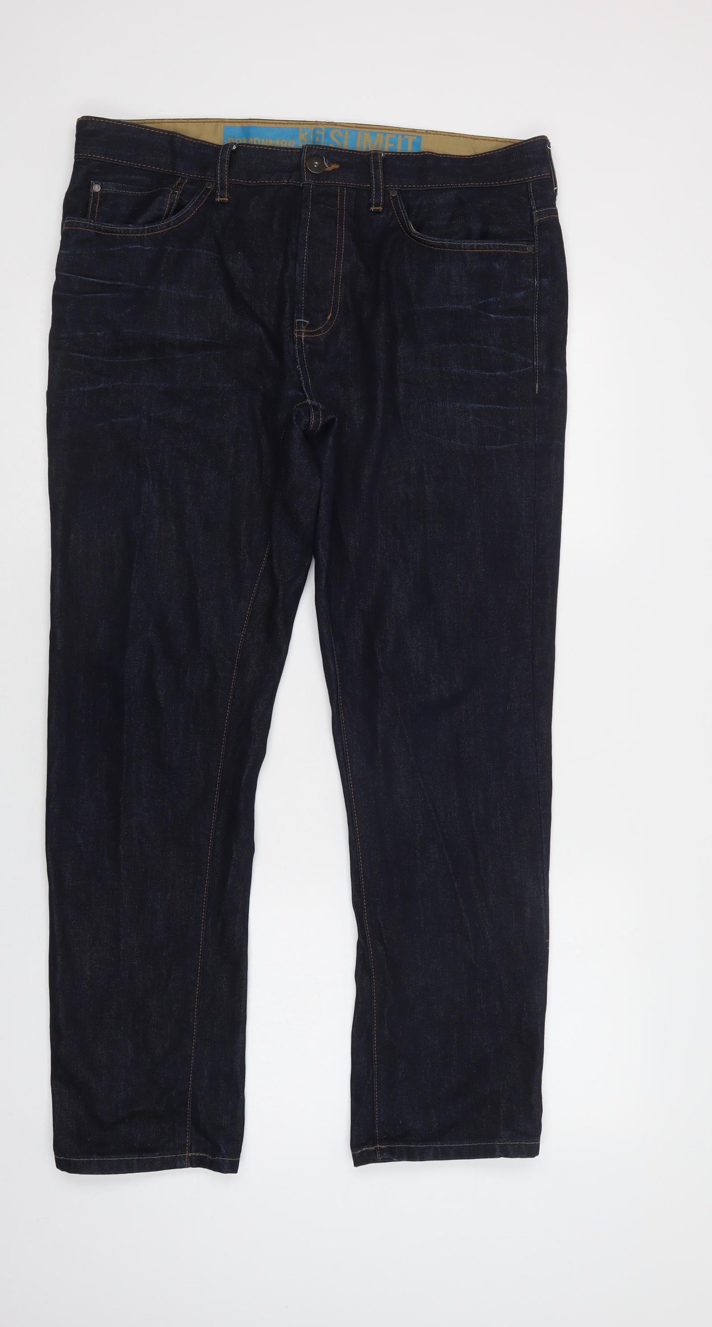 George Mens Blue  Cotton Skinny Jeans Size 36 L29 in Regular Button