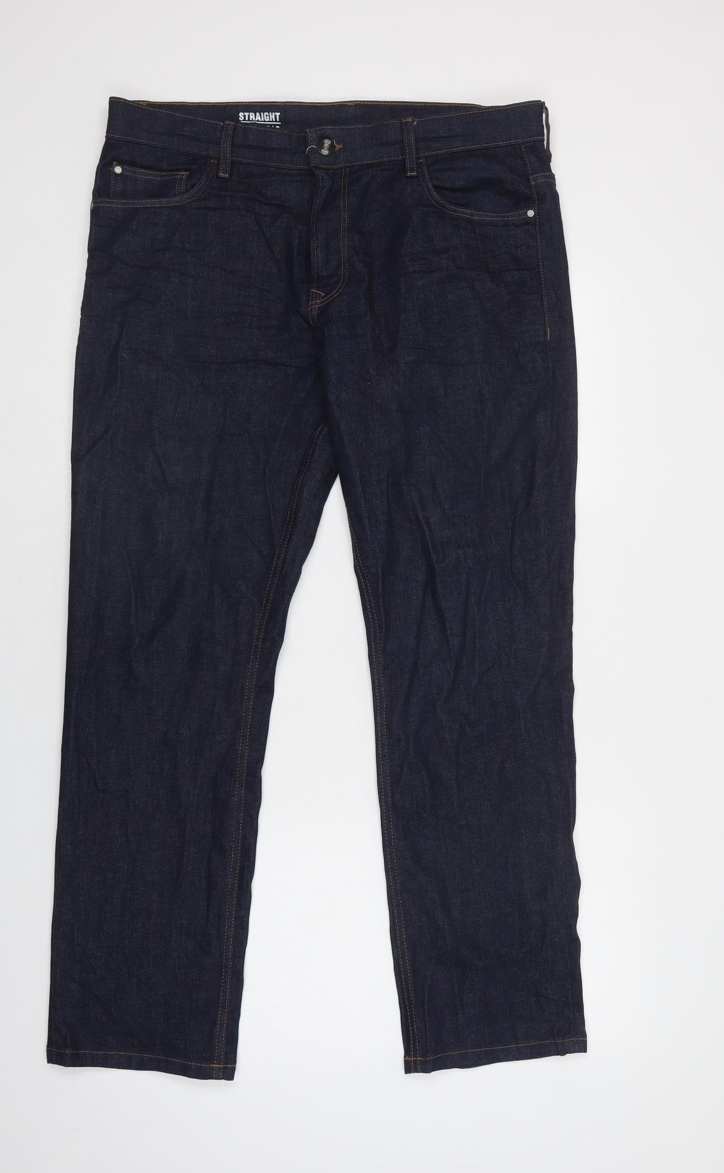 George Mens Blue  Cotton Straight Jeans Size 36 L30 in Regular Button