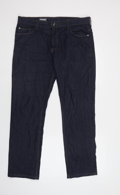 George Mens Blue  Cotton Straight Jeans Size 36 L30 in Regular Button