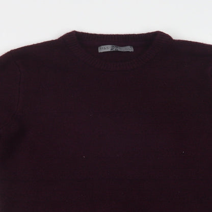 Marks and Spencer Mens Purple Crew Neck  Acrylic Pullover Jumper Size S