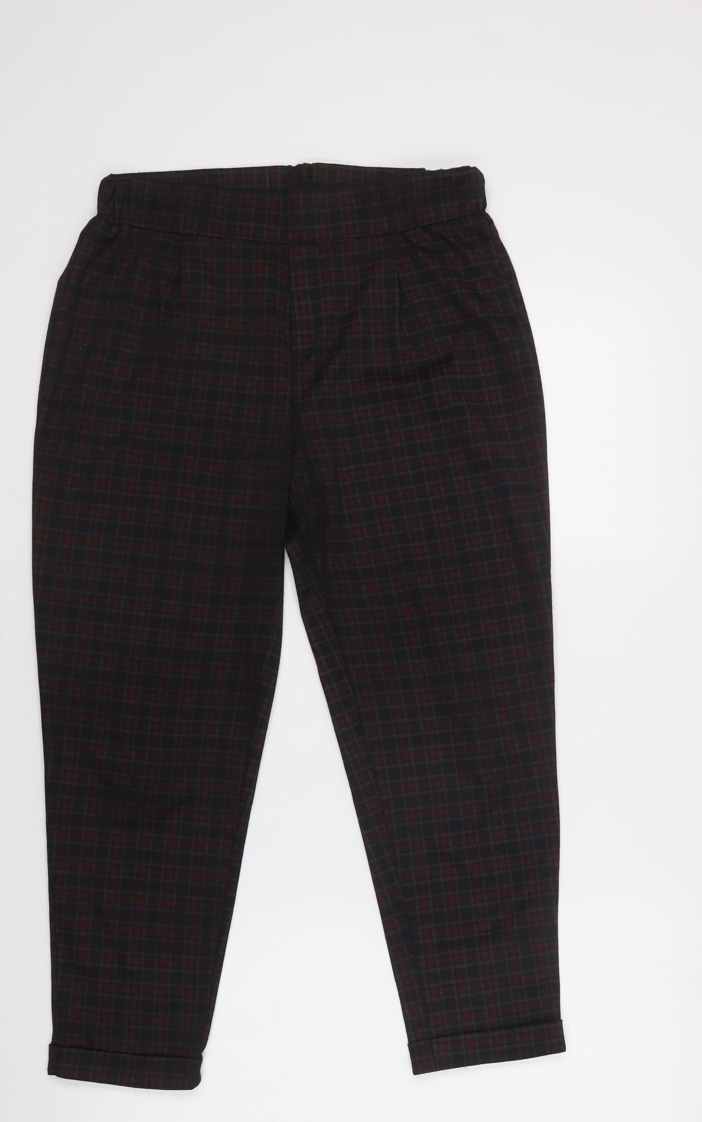 Innocence Womens Purple Check Polyester Jogger Trousers Size 12 L24 in Regular