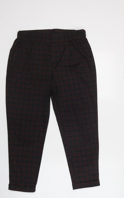 Innocence Womens Purple Check Polyester Jogger Trousers Size 12 L24 in Regular