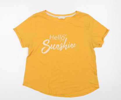 Marks and Spencer Womens Yellow  Cotton Top Pyjama Set Size 12   - Sunshine