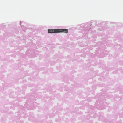 Womens UK Size 14 Marks and Spencer Purple Basic T-Shirt