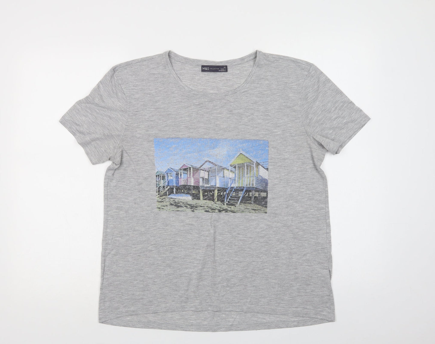 Womens UK Size 12 Marks and Spencer Grey Basic T-Shirt