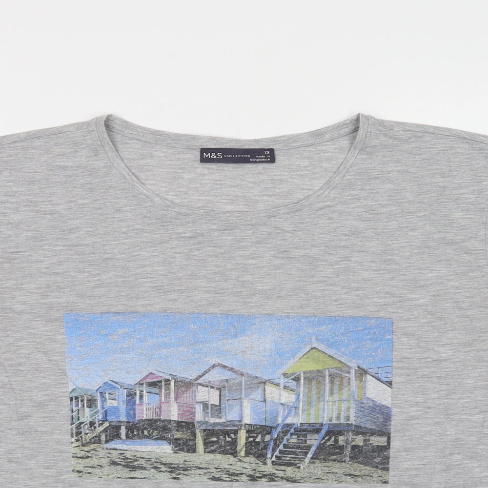 Womens UK Size 12 Marks and Spencer Grey Basic T-Shirt