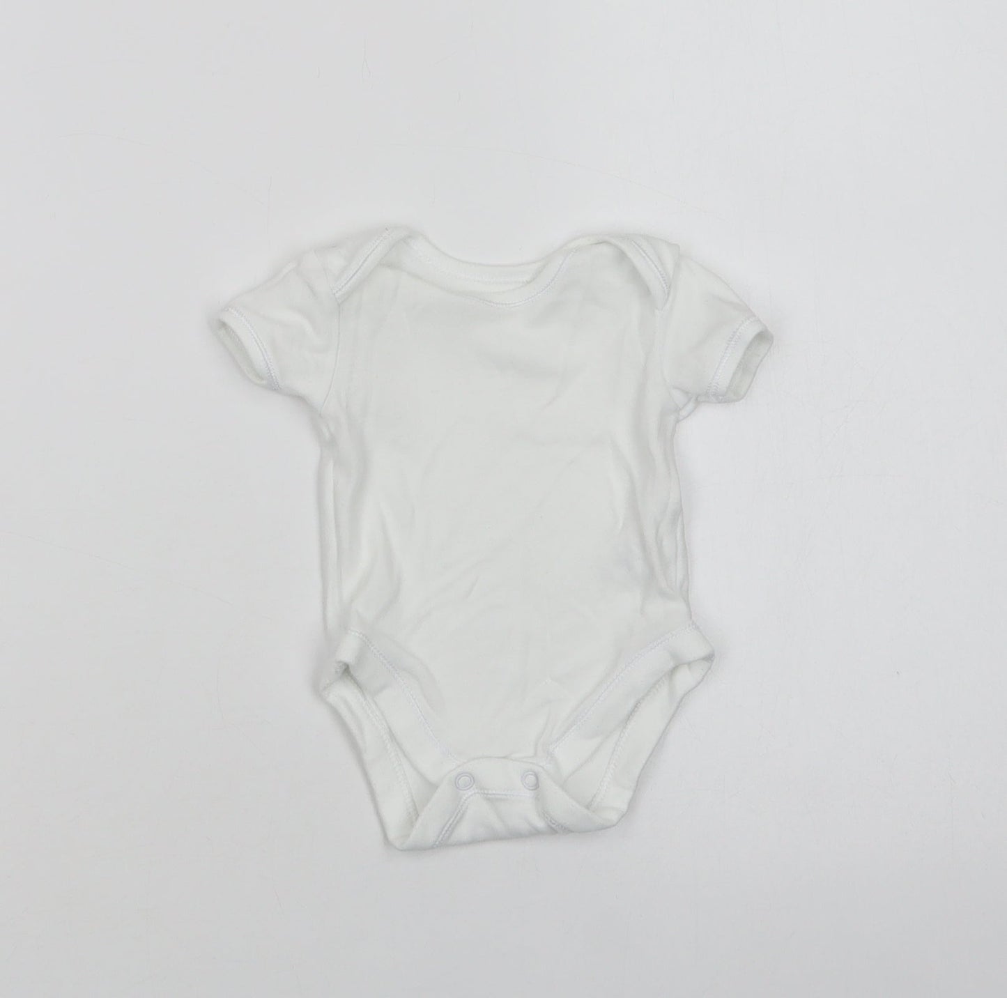 George Baby White  Cotton Romper One-Piece Size 0-3 Months  Snap