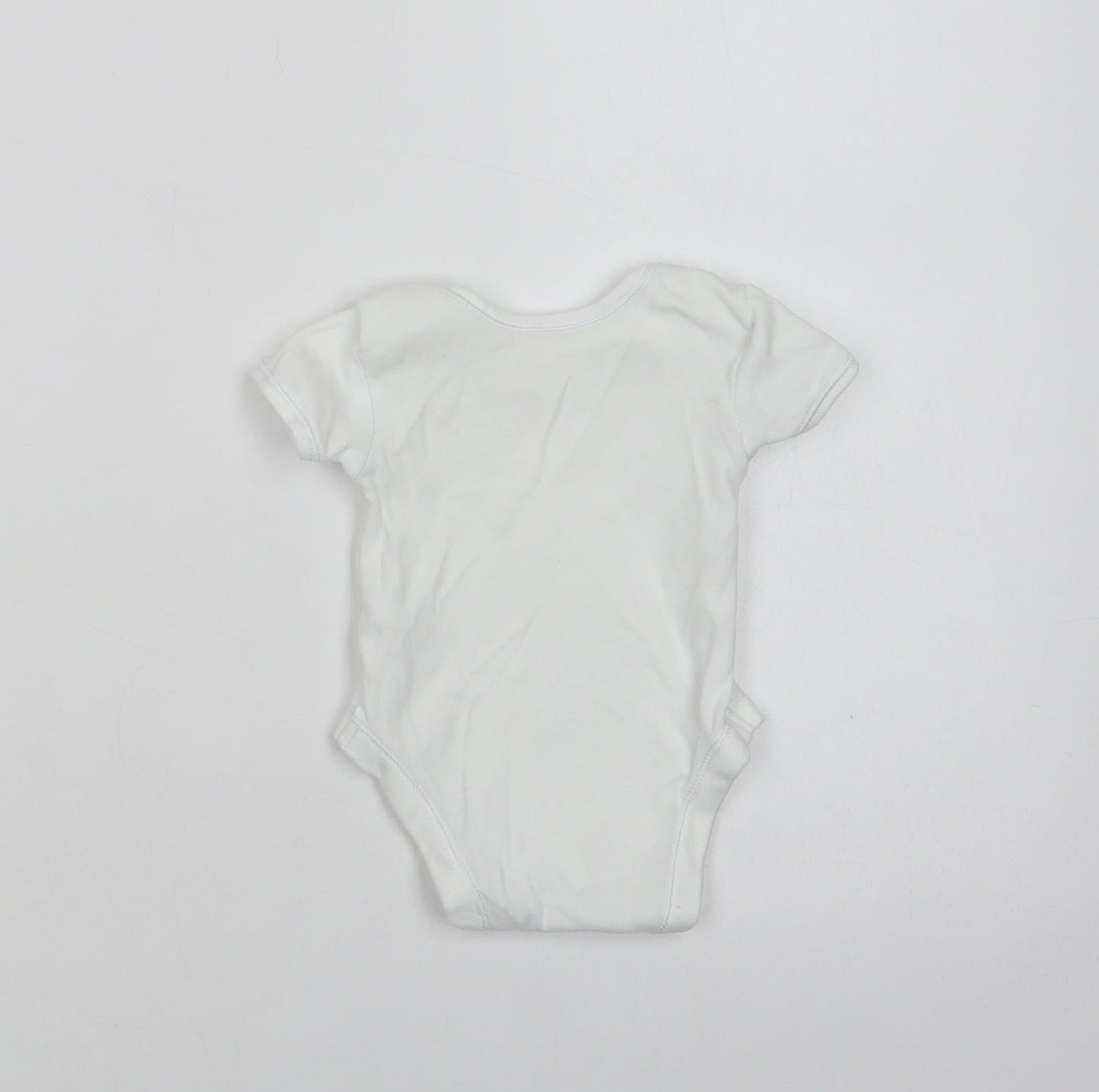 George Baby White  Cotton Romper One-Piece Size 0-3 Months  Snap