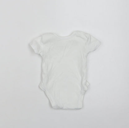 George Baby White  Cotton Romper One-Piece Size 0-3 Months  Snap
