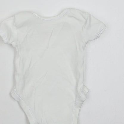 George Baby White  Cotton Romper One-Piece Size 0-3 Months  Snap
