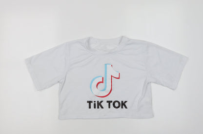 Womens UK Size XS Preworn White Cropped T-Shirt