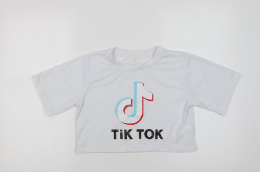 Womens UK Size XS Preworn White Cropped T-Shirt