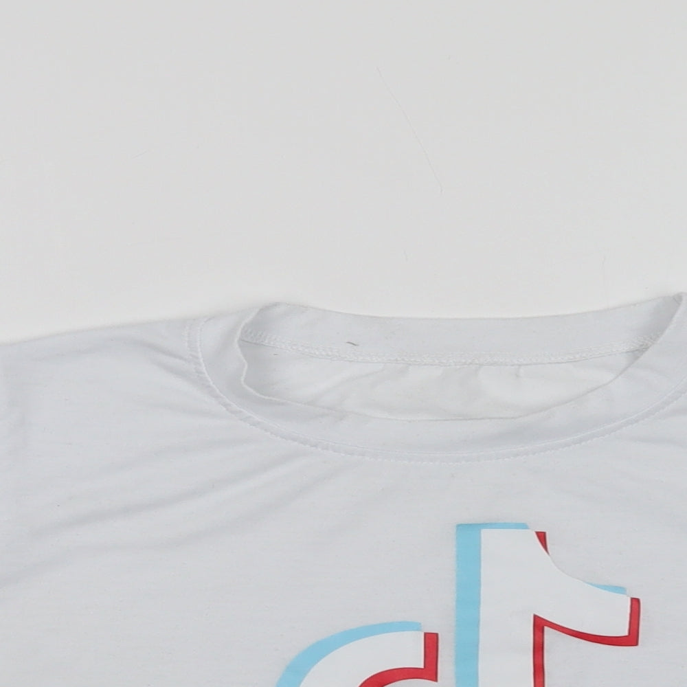 Womens UK Size XS Preworn White Cropped T-Shirt