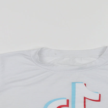 Womens UK Size XS Preworn White Cropped T-Shirt