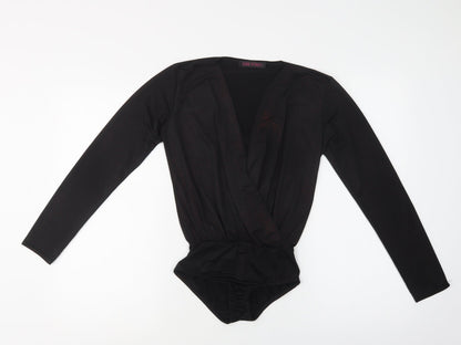 Edge Street Womens Black  Polyester Bodysuit One-Piece Size S  Snap