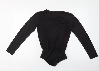 Edge Street Womens Black  Polyester Bodysuit One-Piece Size S  Snap