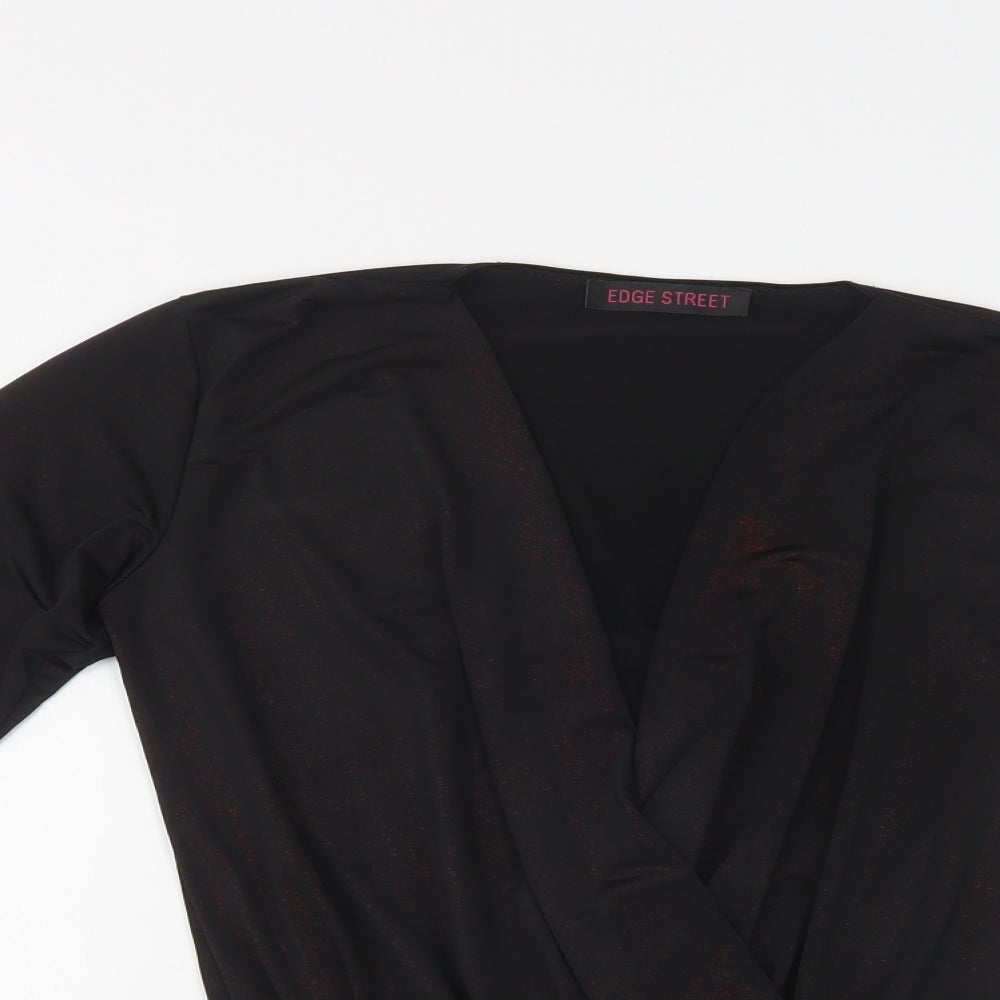 Edge Street Womens Black  Polyester Bodysuit One-Piece Size S  Snap