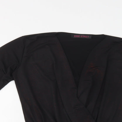 Edge Street Womens Black  Polyester Bodysuit One-Piece Size S  Snap