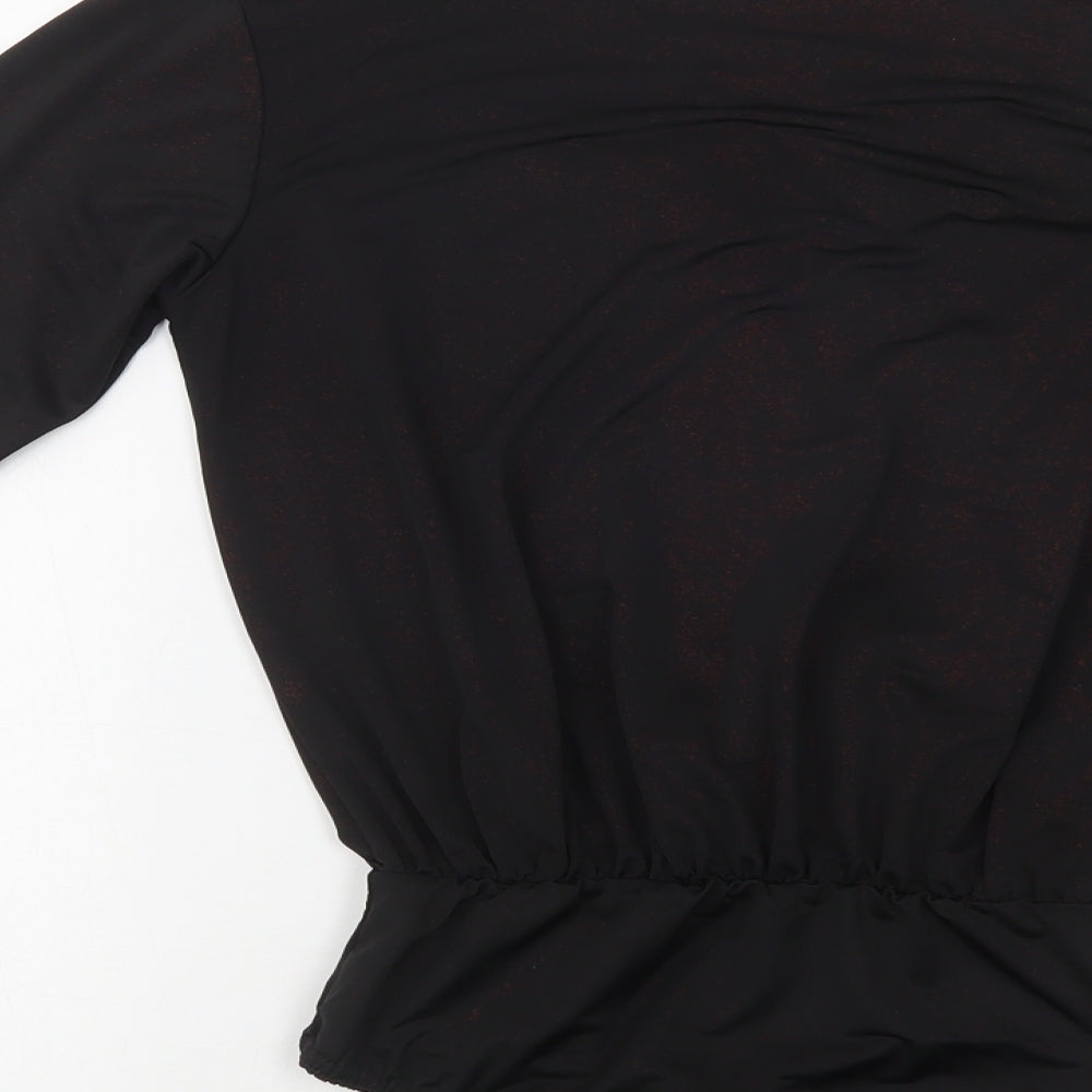 Edge Street Womens Black  Polyester Bodysuit One-Piece Size S  Snap