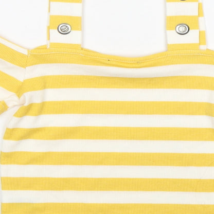 Atmosphere Womens Yellow Striped Polyester Basic T-Shirt Size 8 Boat Neck