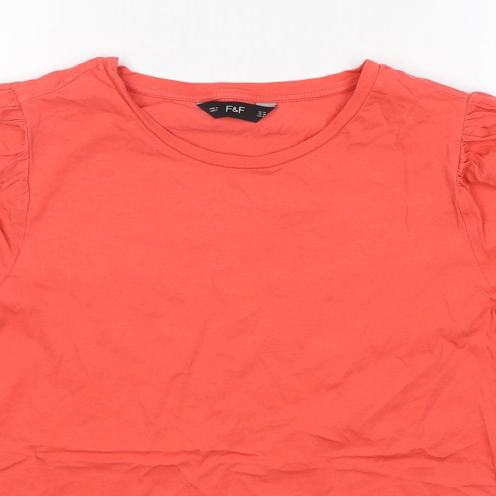 F&F Womens Pink  Cotton Basic T-Shirt Size 14 Round Neck