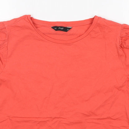 F&F Womens Pink  Cotton Basic T-Shirt Size 14 Round Neck