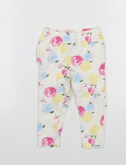 Primark Girls Multicoloured Floral Cotton Sweatpants Trousers Size 12-18 Months