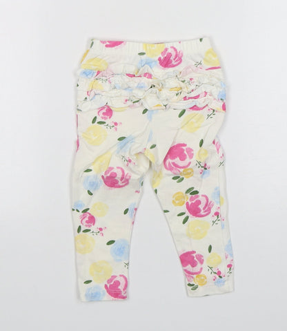 Primark Girls Multicoloured Floral Cotton Sweatpants Trousers Size 12-18 Months
