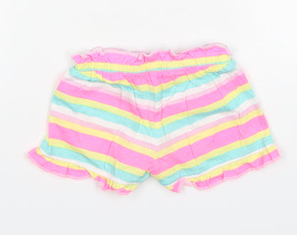 PEP&CO Girls Multicoloured Striped Cotton Sweatpants Trousers Size 9-12 Months   - Shorts