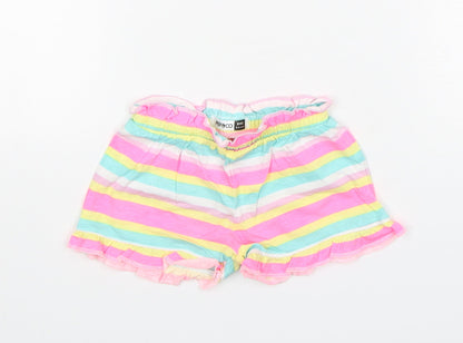 PEP&CO Girls Multicoloured Striped Cotton Sweatpants Trousers Size 9-12 Months   - Shorts