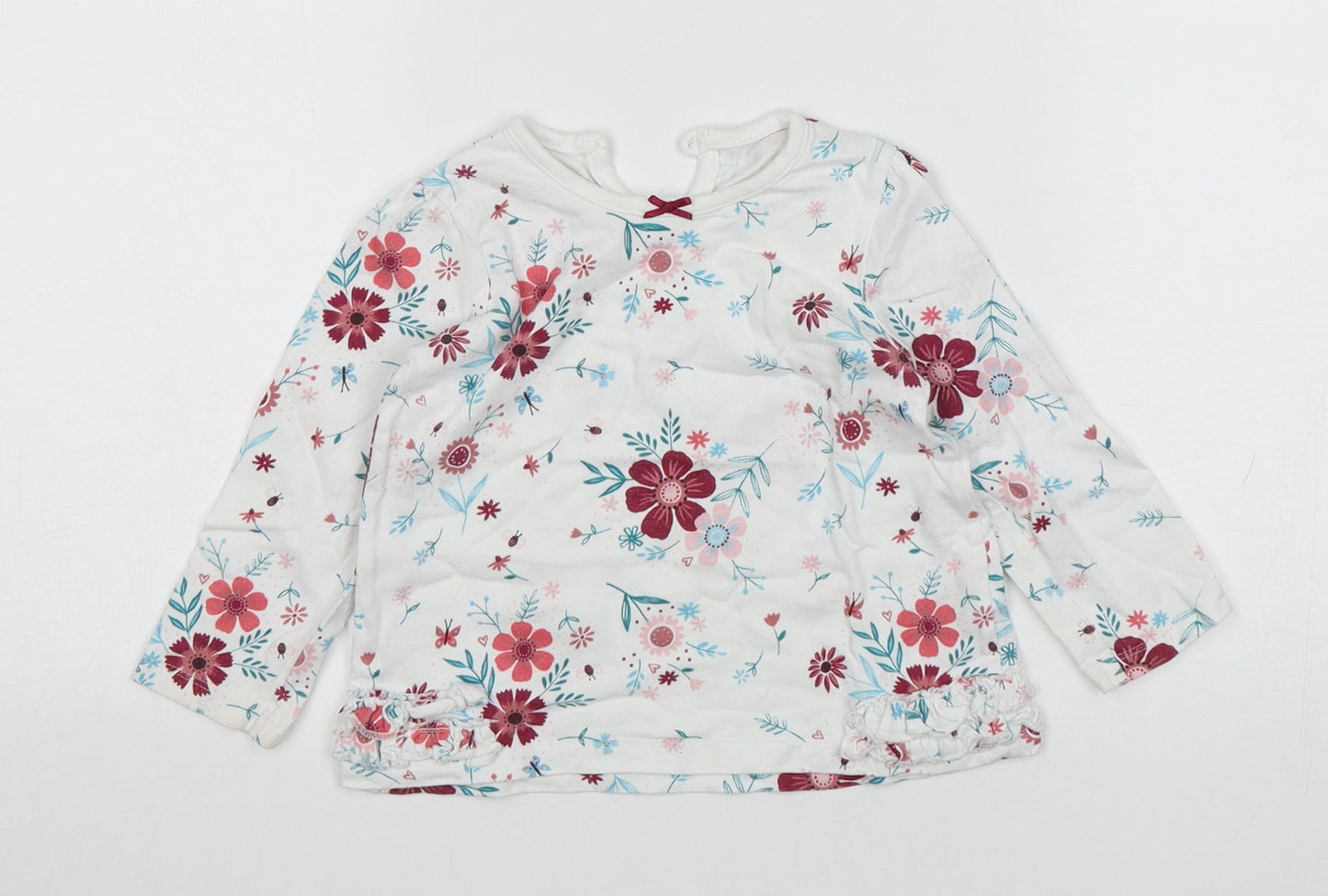 George Girls Multicoloured Floral Cotton Basic T-Shirt Size 12-18 Months Round Neck