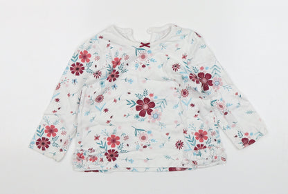 George Girls Multicoloured Floral Cotton Basic T-Shirt Size 12-18 Months Round Neck